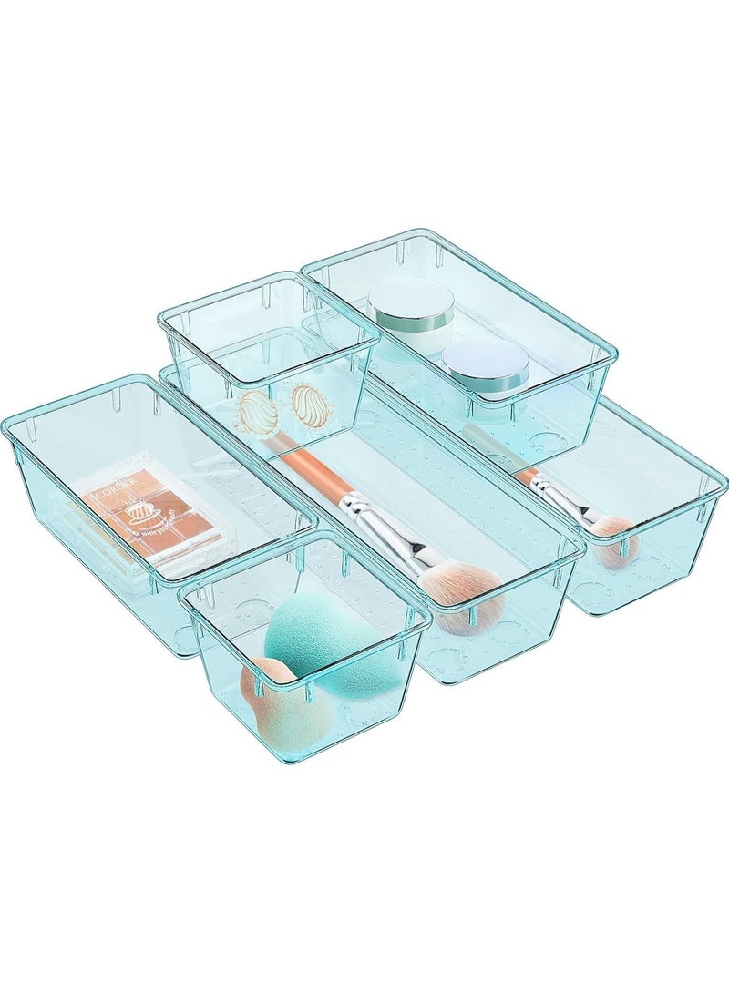 مجموعة منظم أدراج  من 6 قطع، صواني تخزين أدراج أكريليك، صناديق تخزين للمجوهرات، مستحضرات التجميل، الأدوات، لوازم المطبخ والمكتب - Image 1